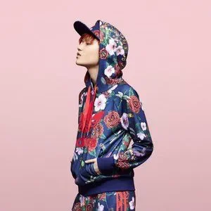 ✨ adidas × Rita Ora Allover Print Hoodie Adidas Rita Ora Asian Arena Grey Peach Bird Print Oriental